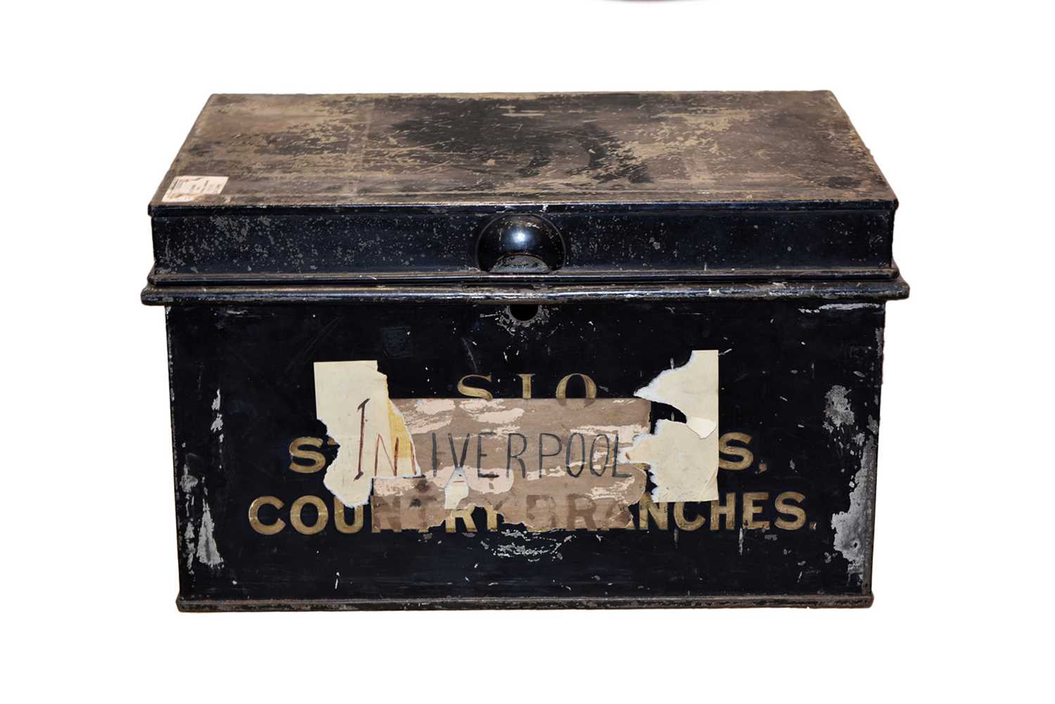 Lot 89 - A rectangular tin deed box