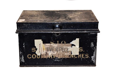 Lot 89 - A rectangular tin deed box