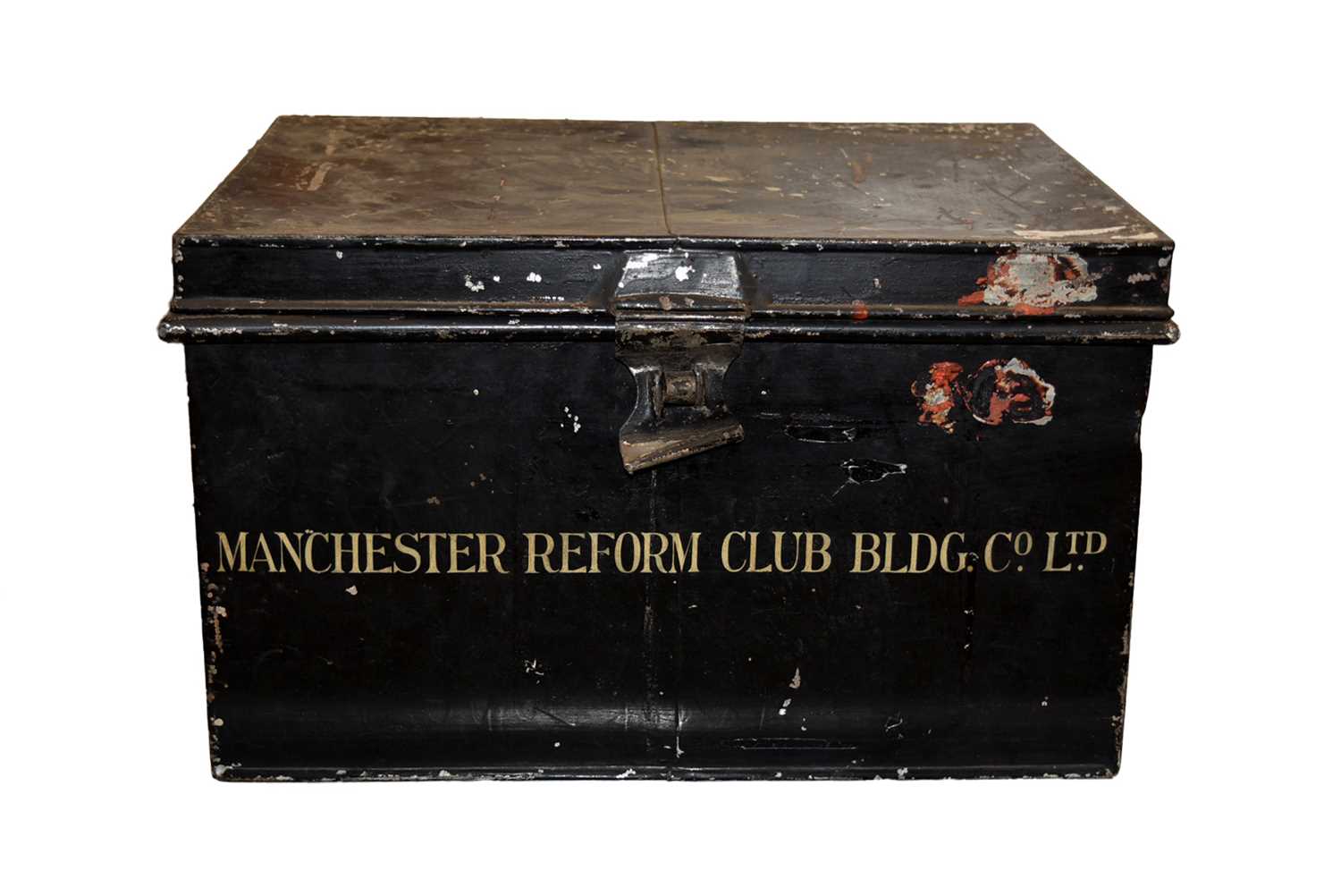 Lot 90 - A rectangular tin deed box
