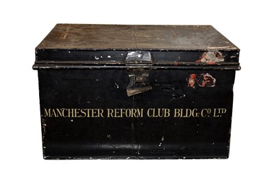 Lot 90 - A rectangular tin deed box