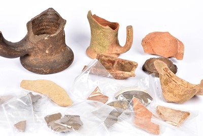 Lot 94 - A quantity of Roman and later pottery and artefacts