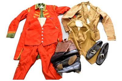 Lot 96 - An early 20th Century red, orange and green fire uniform