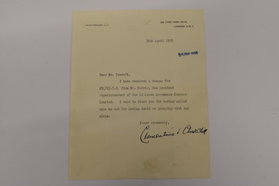 Lot 224 - A collection of paperwork relating to Winston Churchill