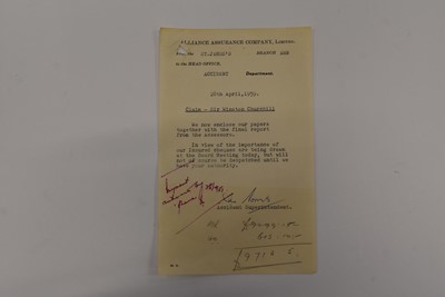 Lot 224 - A collection of paperwork relating to Winston Churchill
