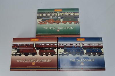 Lot 25 - Hornby (China) boxed 00 Gauge Limited Edition Caledonian LMS and Great Western Train Packs all with Single 4-2-2 Locomotive and Tender and two Coaches (3 packs)