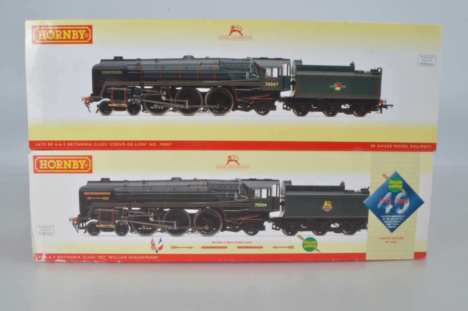 Lot 40 - Hornby (China) boxed 00 Gauge BR green Britannia Class Locomotives and Tenders (2)