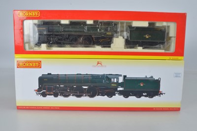 Lot 41 - Hornby (China) boxed 00 Gauge BR green Britannia Class Locomotives and Tenders (2)