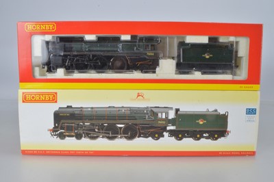 Lot 42 - Hornby (China) boxed 00 Gauge BR green Britannia Class Locomotives and Tenders (2)