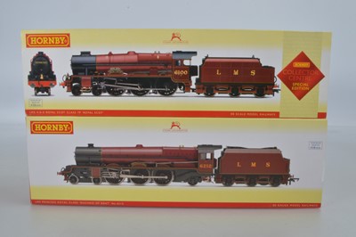 Lot 62 - Hornby (China) boxed 00 Gauge LMS crimson lake Royal Scot Class 7P and Princess Royal Class Locomotives and Tenders (2)