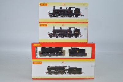 Lot 75 - Hornby (China) boxed 00 Gauge BR black Adams Radial Tank Locomotives and Class Q1 Locomotives and Tenders (4)