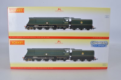 Lot 80 - Hornby (China) boxed 00 Gauge BR green Merchant Navy Class Locomotives and Tenders