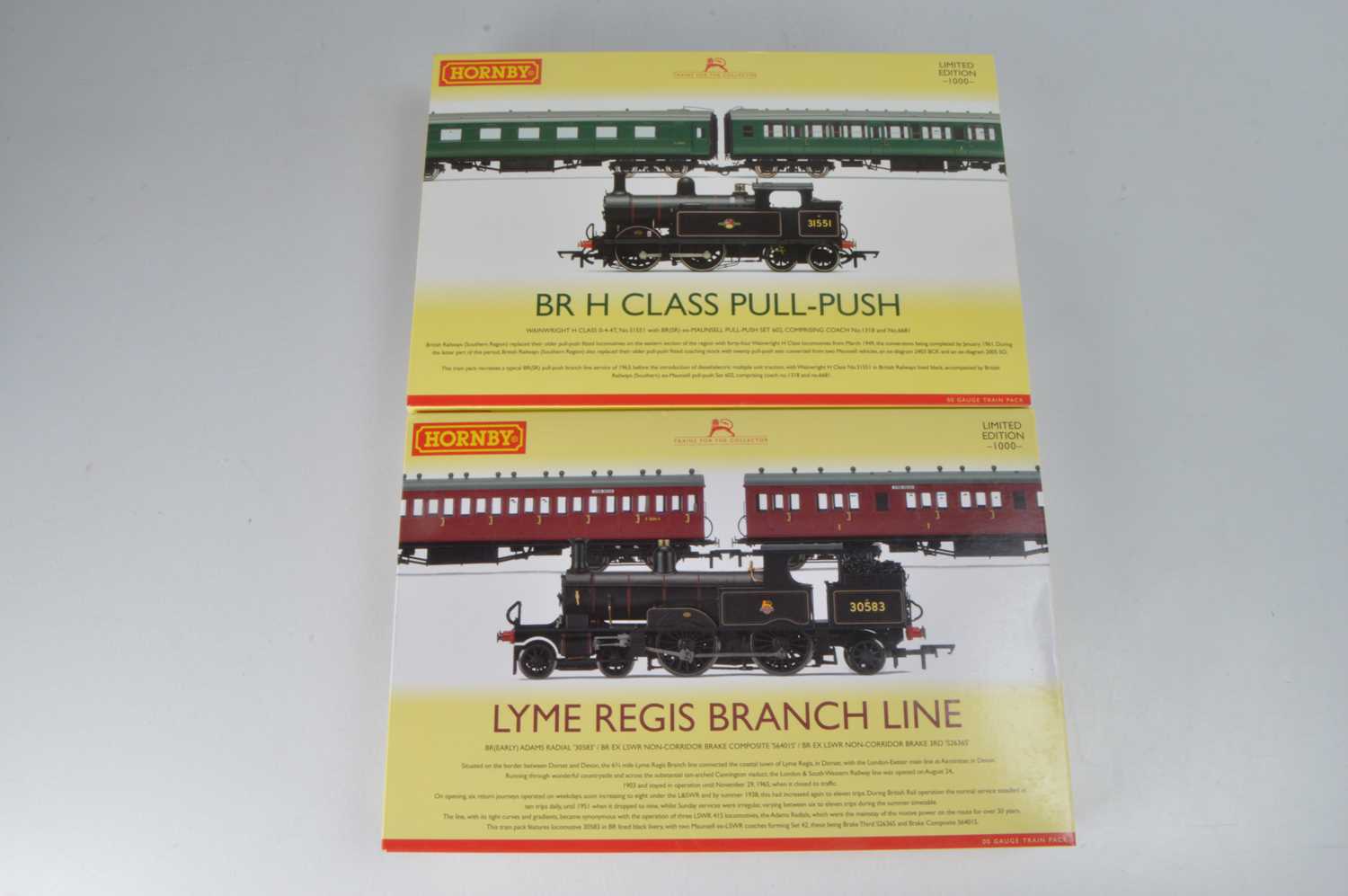 Lot 86 - Hornby (China) boxed 00 Gauge R3512 H Class Push Pull Train Pack and R3398 Lyme Regis Branch Line Pack (2)