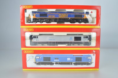 Lot 91 - Hornby (China) boxed 00 Gauge Class 60 and 66 Private Operators Diesel    Locomotives  (3)