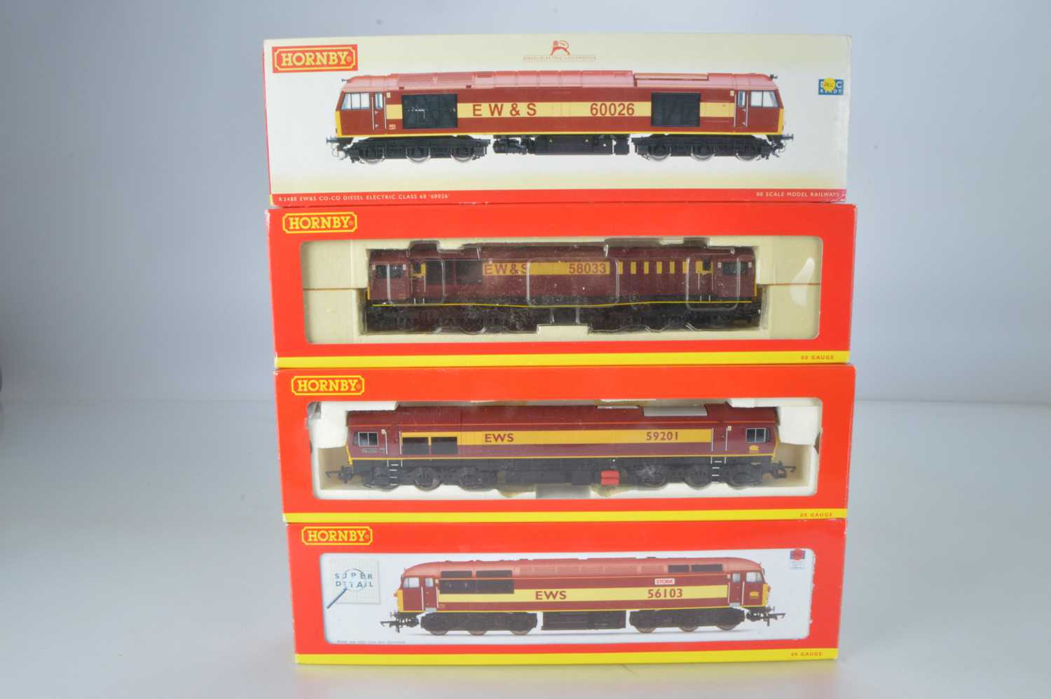 Lot 92 - Hornby (China) boxed 00 Gauge EWS Diesel Locomotives (4)
