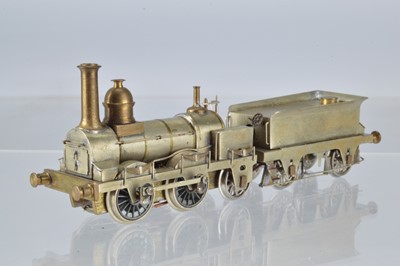 Lot 250 - 00 Gauge early Victorian Open Cab unpainted Brass 0-4-2 Locomotive and Tender