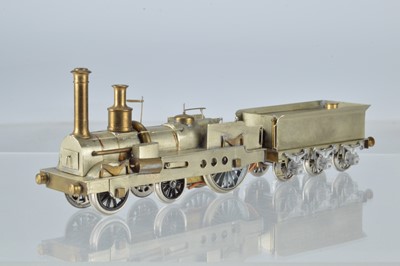 Lot 254 - 00 Gauge unpainted brass Crampton style Steam Locomotive and Tender