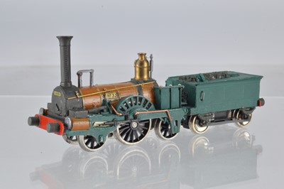 Lot 255 - 00 Gauge Kitbuilt early Victorian green and brown No 33 2-2-2 Locomotive and Tender