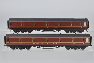 Lot 275 - A pair of D & S Models OO Gauge kitbuilt LMS maroon 12-wheel Sleeping Cars (2)