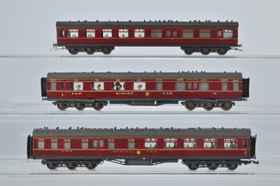 Lot 276 - Three D & S Models or similar OO Gauge kitbuilt LMS maroon 12-wheel Dining Cars (3)
