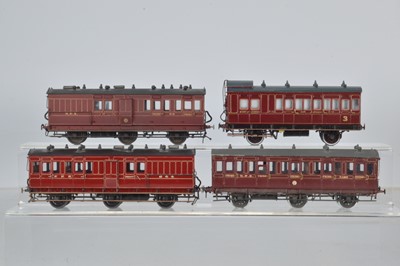 Lot 278 - Four OO Gauge kitbuilt NER maroon 6 and 4-wheel Coaches by R&L Cooper (Rocar) and others (4)