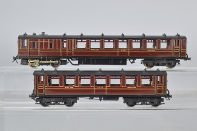 Lot 281 - OO Gauge kitbuilt Midland Railway maroon experimental Steam Railmotor Car and Trailer (3)