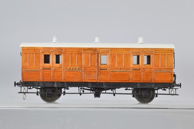 Lot 293 - OO Gauge kitbuilt Lanarkshire and Dunbartonshire Railway 4-wheel Teak Luggage and Guards Passenger Van