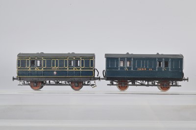 Lot 296 - Pair of OO Gauge kitbuilt Somerset and Dorset Joint Railway SDJR dark blue 4-wheel Passenger Vans (2)