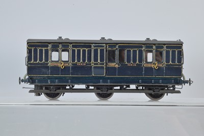 Lot 297 - OO Gauge kitbuilt Somerset and Dorset Joint Railway SDJR dark blue 6-wheel Passenger Luggage/ Guards Van