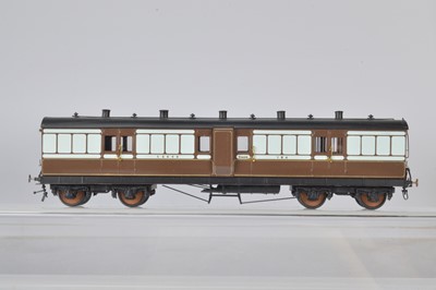 Lot 303 - R & V Cooper OO Gauge kitbuilt LBSC brown and light blue Luggage and Guards Passenger Van.