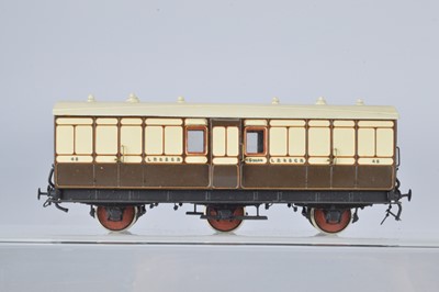 Lot 306 - OO Gauge kitbuilt LBSC brown and cream 6-wheel Luggage Van