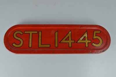 Lot 314 - London Transport Bus Bonnet Plate STL 1445
