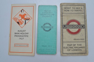 Lot 315 - 1920s London Underground Pocket Maps/ Timetables (3)