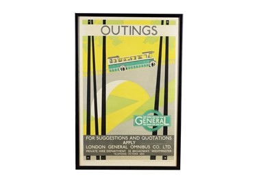 Lot 334 - Original 1920s London General Omnibus Poster Outings By Bip Pares