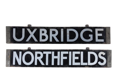 Lot 372 - London Underground Double Sided Enamel Train Cab Destination Board Northfields/Uxbridge