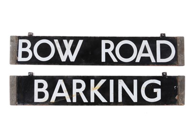 Lot 374 - London Underground Double Sided Enamel Train Cab Destination Board Barking/ Bow Road