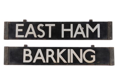 Lot 375 - London Underground Double Sided Enamel Train Cab Destination Board Barking/East Ham