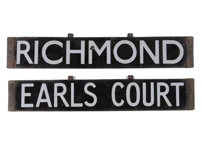 Lot 376 - London Underground Double Sided Enamel Train Cab Destination Board Richmond/ Earls Court