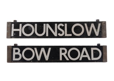Lot 378 - London Underground Double Sided Enamel Train Cab Destination Board Hounslow/Bow Road