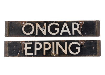 Lot 381 - London Underground Double Sided Enamel Train Cab Destination Board Ongar/Epping