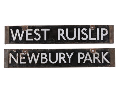 Lot 383 - London Underground Double Sided Enamel Train Cab Destination Board Newbury Park/West Ruislip