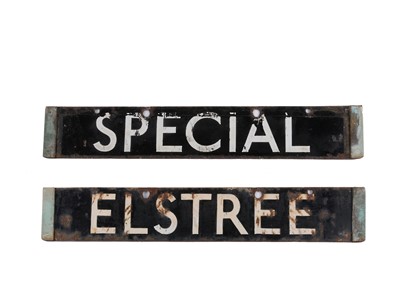 Lot 385 - London Underground Double Sided Enamel Train Cab Destination Board Elstree/Special