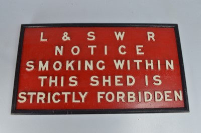 Lot 387 - L& SWR Wooden Smoking Notice