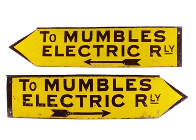Lot 390 - Mumbles Electric Railway Enamel Direction Sign