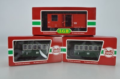 Lot 427 - LGB DR Coaches and Baggage Car (3)