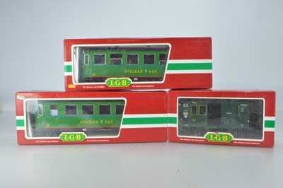 Lot 447 - LGB StLb Bar cars and Swiss Post Van (3)