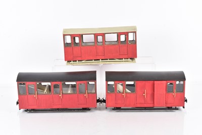 Lot 470 - Swift Models G Gauge narrow gauge built kit and painted rolling stock 16mm passenger coaches (3)