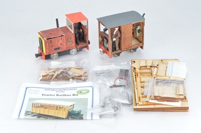Lot 480 - IP Engineering Fowler Railbus Kit 32/45 mm gauge together with a scratch built 0-4-0 Diesel 'BEE' No 13 and another scratch built 0-4-0 trolley (3)