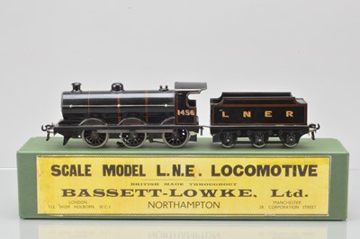 Lot 483 - Bassett Lowke 0 Gauge 0-6-0 Loco and Tender electric 3-Rail  L.N.E.R black Goods, No 1456
