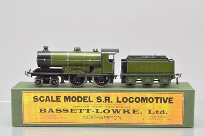 Lot 485 - Bassett Lowke 0 Gauge, 3-Rail 4-4-0 Loco and Tender, 1927 in Dark Green with black / white lining, 'Duke of York'