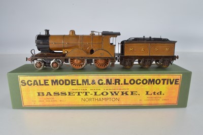 Lot 493 - Bassett Lowke or similar 0 Gauge 3-Rail 4-4-0, loco and tender, M&GN (Midland and Great Northern) in Golden Orhre livery, No 53